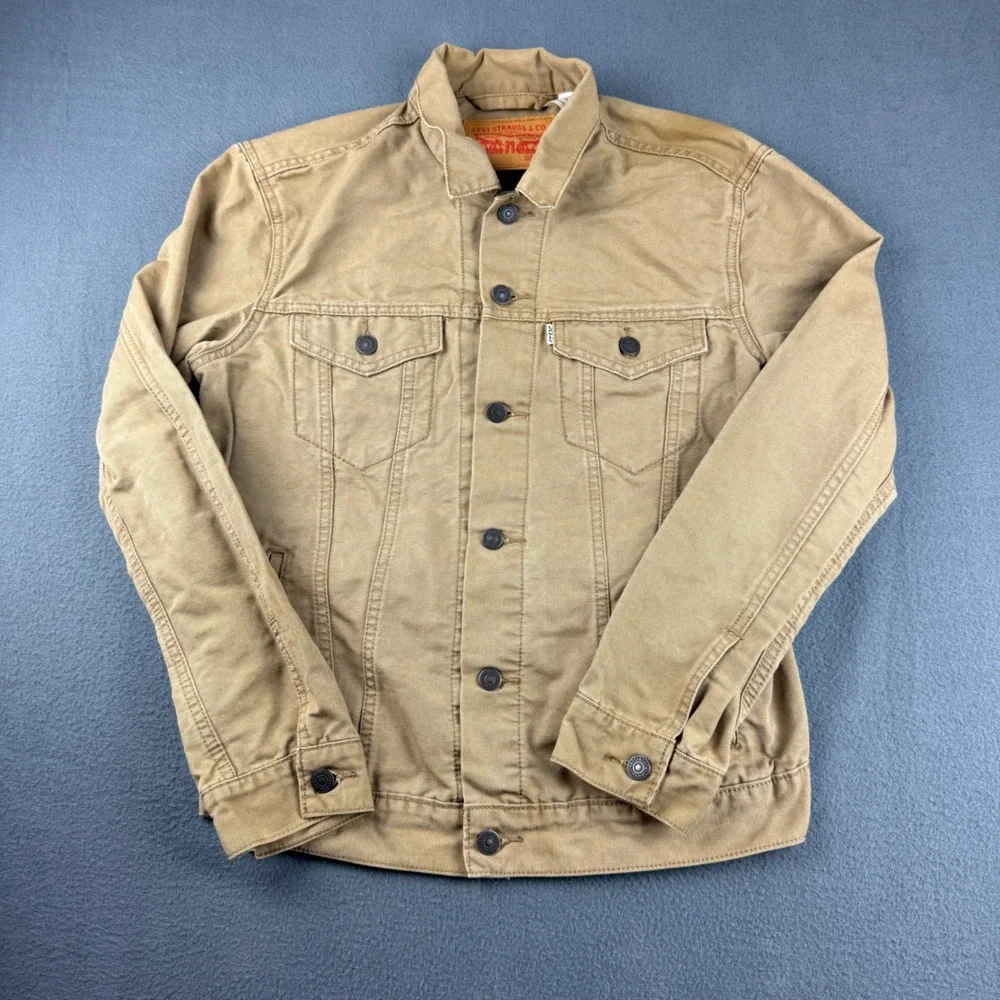Levis Jacket Men's M Brown Canvas Trucker Button Up Workwear Coat Workwear